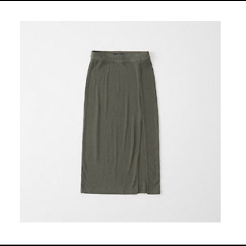Abercrombie Knit Midi Skirt XXSP - olive green